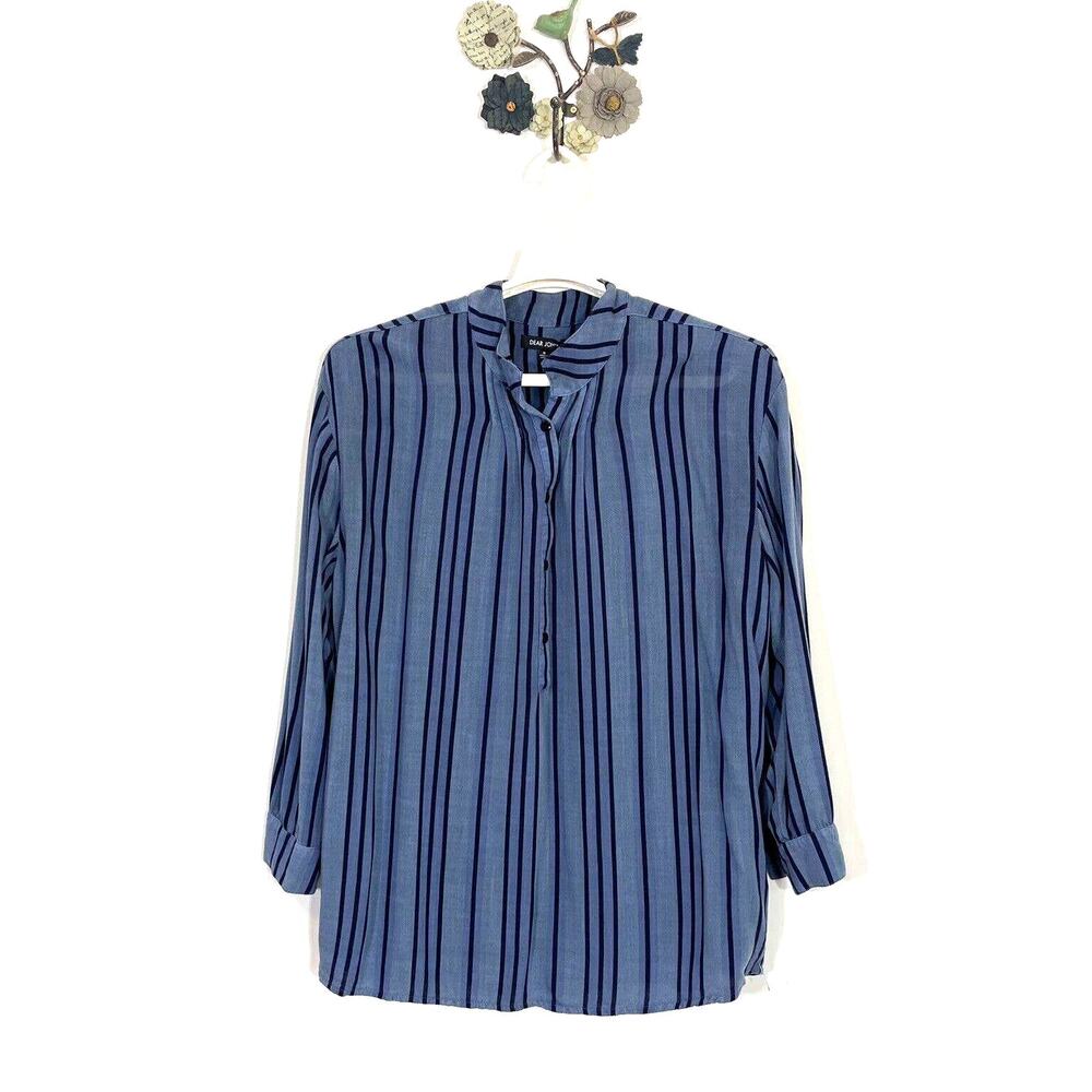 DEAR JOHN Pullover Top Blue  Striped Tunic Top Size Medium NWT